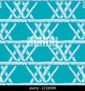 Vector macramee braid weave effect seamless interlace pattern background. Horizontal rows of woven style plaited ribbon lattice on aqua blue backdrop Stock Vector