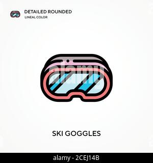 Ski goggles detailed rounded lineal color vector icon. Illustration symbol design template for web mobile UI element. Perfect color modern pictogram o Stock Vector