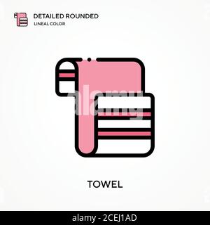 Towel detailed rounded lineal color vector icon. Illustration symbol design template for web mobile UI element. Perfect color modern pictogram on edit Stock Vector