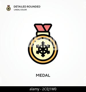 Medal detailed rounded lineal color vector icon. Illustration symbol design template for web mobile UI element. Perfect color modern pictogram on edit Stock Vector