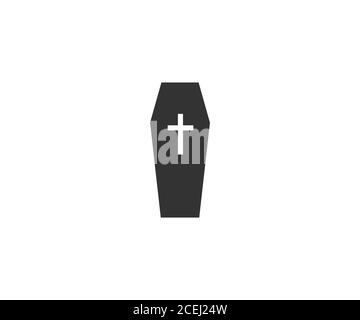 Coffin, death, funeral, halloween icon. Vector illustration, flat design. Stock Vector