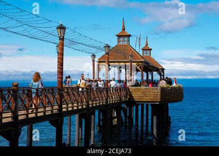 Frutillar Bajo, Chile. February 14, 2020. Frutillar Bajo Pier and Llanquihue Lake Stock Photo