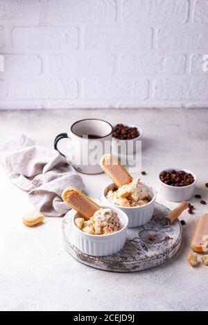 Tiramisu ice cream. Italian dessert