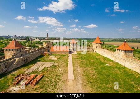 Old fortress in town Bende on the river Dniester, Transdniestria. 25 may 2018: City within the borders of Moldova under of the control unrecognized Stock Photo