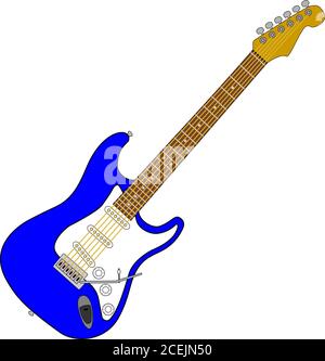 Vector graphic of a blue electric guitar. Stock Vector