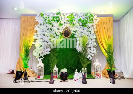 Colorful Artificial Paper Flowers Vase Based Wedding Stage Decoration.  Plastic Artificial Flower Stock Photo - Image of bangladesh, antique:  193161570