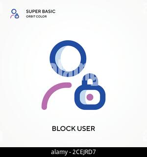 Block user super basic orbit color vector icon. Illustration symbol design template for web mobile UI element. Perfect color modern pictogram on edita Stock Vector