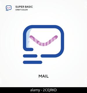 Mail super basic orbit color vector icon. Illustration symbol design template for web mobile UI element. Perfect color modern pictogram on editable st Stock Vector