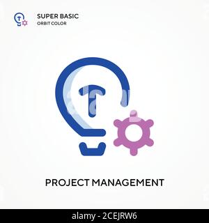 Project management super basic orbit color vector icon. Illustration symbol design template for web mobile UI element. Perfect color modern pictogram Stock Vector