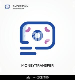 Money transfer super basic orbit color vector icon. Illustration symbol design template for web mobile UI element. Perfect color modern pictogram on e Stock Vector