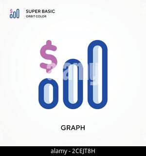 Graph super basic orbit color vector icon. Illustration symbol design template for web mobile UI element. Perfect color modern pictogram on editable s Stock Vector