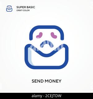 Send money super basic orbit color vector icon. Illustration symbol design template for web mobile UI element. Perfect color modern pictogram on edita Stock Vector