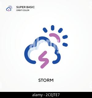 Storm super basic orbit color vector icon. Illustration symbol design template for web mobile UI element. Perfect color modern pictogram on editable s Stock Vector