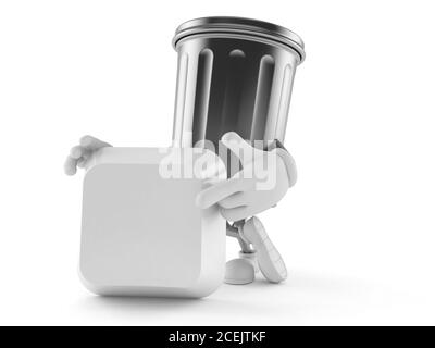 Trash can character with blank keyboard key isolated on white background Stock Photo