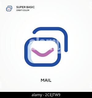 Mail super basic orbit color vector icon. Illustration symbol design template for web mobile UI element. Perfect color modern pictogram on editable st Stock Vector