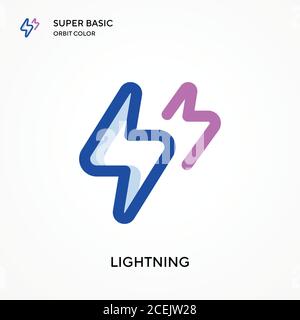 Lightning super basic orbit color vector icon. Illustration symbol design template for web mobile UI element. Perfect color modern pictogram on editab Stock Vector
