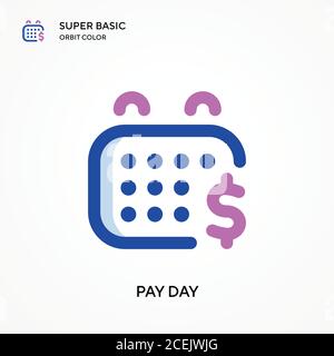 Pay day super basic orbit color vector icon. Illustration symbol design template for web mobile UI element. Perfect color modern pictogram on editable Stock Vector