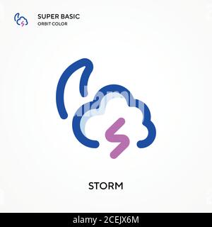 Storm super basic orbit color vector icon. Illustration symbol design template for web mobile UI element. Perfect color modern pictogram on editable s Stock Vector