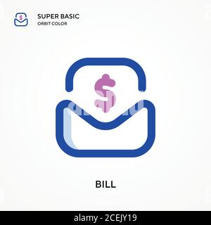 Bill super basic orbit color vector icon. Illustration symbol design template for web mobile UI element. Perfect color modern pictogram on editable st Stock Vector