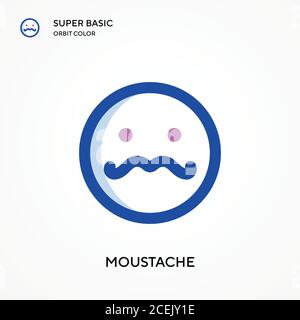 Moustache super basic orbit color vector icon. Illustration symbol design template for web mobile UI element. Perfect color modern pictogram on editab Stock Vector