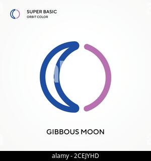 Gibbous moon super basic orbit color vector icon. Illustration symbol design template for web mobile UI element. Perfect color modern pictogram on edi Stock Vector
