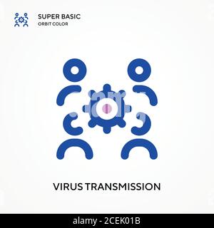 Virus transmission super basic orbit color vector icon. Illustration symbol design template for web mobile UI element. Perfect color modern pictogram Stock Vector