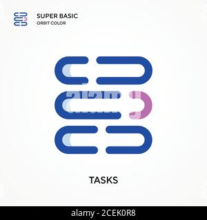 Tasks super basic orbit color vector icon. Illustration symbol design template for web mobile UI element. Perfect color modern pictogram on editable s Stock Vector