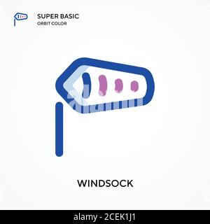 Windsock super basic orbit color vector icon. Illustration symbol design template for web mobile UI element. Perfect color modern pictogram on editabl Stock Vector