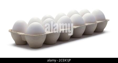Full Carton Of Eggs Isolated on White Background. Stock Photo