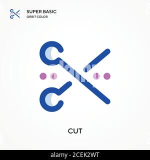 Cut super basic orbit color vector icon. Illustration symbol design template for web mobile UI element. Perfect color modern pictogram on editable str Stock Vector