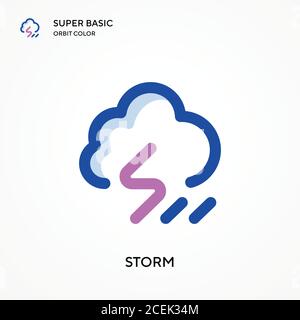 Storm super basic orbit color vector icon. Illustration symbol design template for web mobile UI element. Perfect color modern pictogram on editable s Stock Vector