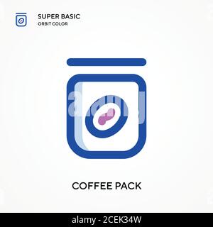 Coffee pack super basic orbit color vector icon. Illustration symbol design template for web mobile UI element. Perfect color modern pictogram on edit Stock Vector