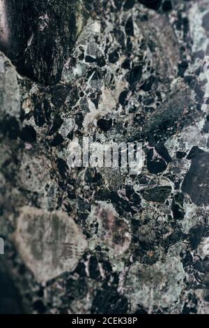 Closeup shot of pattern on smooth surface of dark marble in Istanbul, Turkey Stock Photo