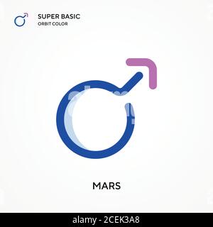 Mars super basic orbit color vector icon. Illustration symbol design template for web mobile UI element. Perfect color modern pictogram on editable st Stock Vector