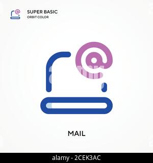 Mail super basic orbit color vector icon. Illustration symbol design template for web mobile UI element. Perfect color modern pictogram on editable st Stock Vector