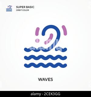 Waves super basic orbit color vector icon. Illustration symbol design template for web mobile UI element. Perfect color modern pictogram on editable s Stock Vector