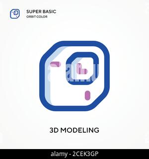 3d super basic orbit color vector icon. Illustration symbol design ...