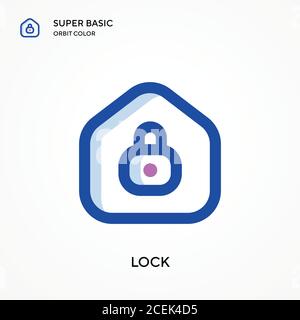 Lock super basic orbit color vector icon. Illustration symbol design template for web mobile UI element. Perfect color modern pictogram on editable st Stock Vector
