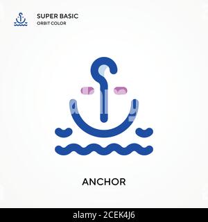 Anchor super basic orbit color vector icon. Illustration symbol design template for web mobile UI element. Perfect color modern pictogram on editable Stock Vector