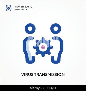 Virus transmission super basic orbit color vector icon. Illustration symbol design template for web mobile UI element. Perfect color modern pictogram Stock Vector