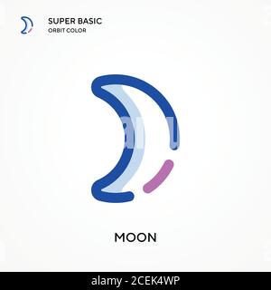Moon super basic orbit color vector icon. Illustration symbol design template for web mobile UI element. Perfect color modern pictogram on editable st Stock Vector