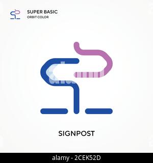 Signpost super basic orbit color vector icon. Illustration symbol design template for web mobile UI element. Perfect color modern pictogram on editabl Stock Vector