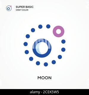 Moon super basic orbit color vector icon. Illustration symbol design template for web mobile UI element. Perfect color modern pictogram on editable st Stock Vector