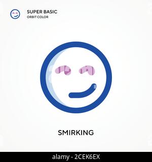 Smirking super basic orbit color vector icon. Illustration symbol design template for web mobile UI element. Perfect color modern pictogram on editabl Stock Vector