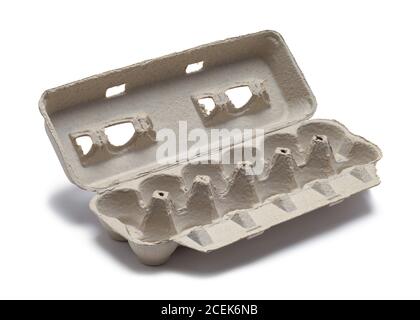 Empty Egg Carton Isolated on White Background. Stock Photo