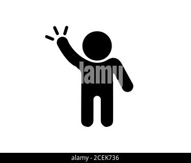 Hello pose solid icon. Hand waving gesture silhouette of man. Vector on isolated white background. EPS 10 Stock Vector