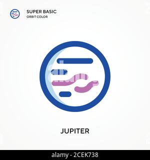 Jupiter super basic orbit color vector icon. Illustration symbol design template for web mobile UI element. Perfect color modern pictogram on editable Stock Vector