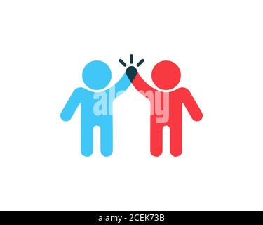 Two people give five icon. Cooperation, partnership. Teamwork business concept sign. Vector on isolated white background. EPS 10 Stock Vector