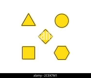 Blank warning sign templates set. Traffic signs. Triangle, square or rhombus, round and rectangle shapes. Vector on isolated white background. EPS 10 Stock Vector