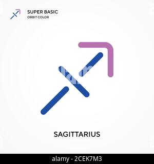 Sagittarius super basic orbit color vector icon. Illustration symbol design template for web mobile UI element. Perfect color modern pictogram on edit Stock Vector